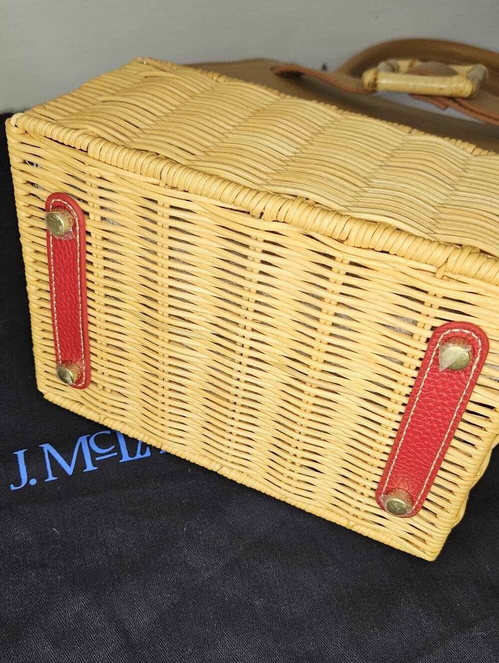 NewJ.McLaughlin Orange Avenue Wicker Straw Handbag Women’sSummer Structured Tote - Picture 9 of 9